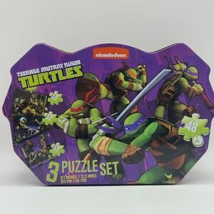 Teenage Mutant Ninja Turtles TMNT Nickelodeon 3 Puzzle Set Tin